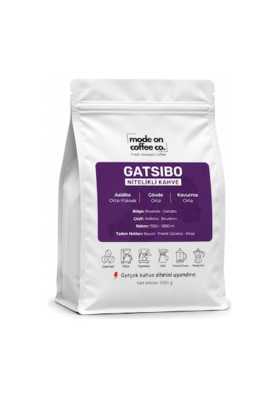 Gatsibo Rwanda Nitelikli Filtre Kahve 1000 Gr Bourbon Doğal Anaerobik Çekirdek