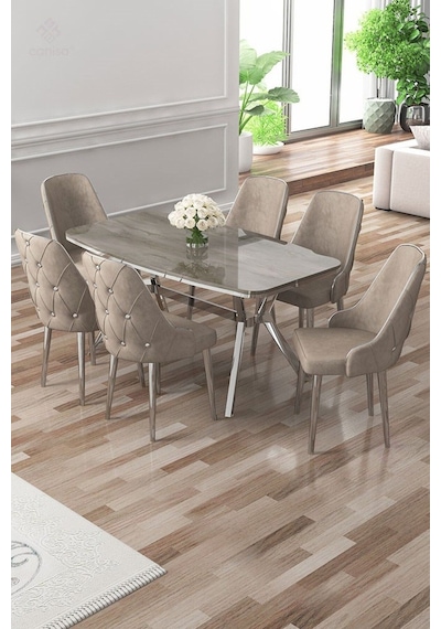 Canisa Asel Serisi 90x160 Lak Panel Antrasit İroni Krom Ayaklı Masa Takımı Ve 6 Cappucino Sandalye Antrasit İroni Masa Capucino Sandalye Ayaklar Krom Canisa Asel Serisi 90x160 Lak Panel Antrasit İroni Krom Ayaklı Masa Takımı Ve 6 Cappucino Sandalye Antrasit İroni Masa Capucino Sandalye Ayaklar Krom