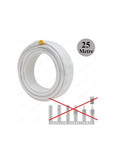 F Konnektörlü 25 Metre RG6/U Coaxial Hazır Uydu Anten Kablosu