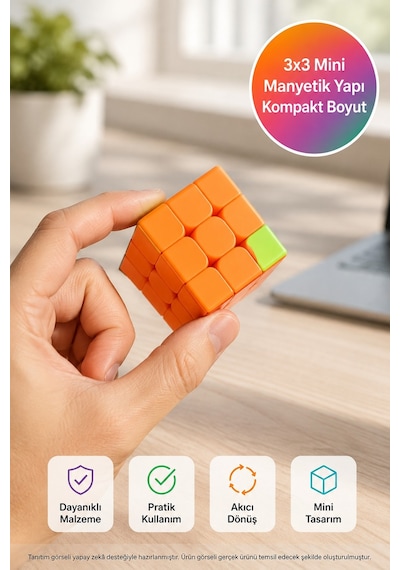 Mini Manyetik Zeka Küpü 3x3 Tic Tac Mini Speed Cube Hız Küpü Akıl Oyunu Yj 5.5 Cm