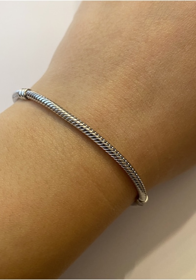 Kadın Taşlı Model Charm İçin Uygun Gümüş Bileklik 20 Cm Gümüş