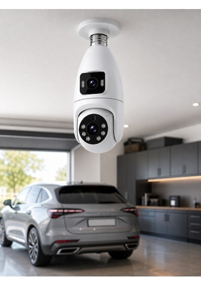 Gece Görüşlü Çift Lens Wi-fi Ampul Kamera Mobil Takip Destekli - Lisinya