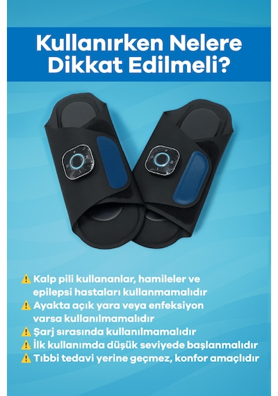 Eldi Medikal Ems Ayak Masaj Terliği - 7 Mod 15 Kademe - Rahatlatıcı Masaj Aleti