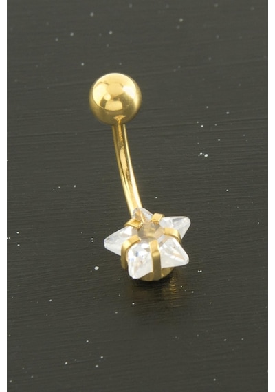 Zenviac456 Yıldız Zirkon Taşlı Çelik Piercing 1 Adet Zenviac45678 Sarı