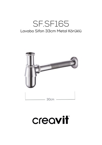 Creavit Lavabo Sifon 33cm Metal Körüklü Krom