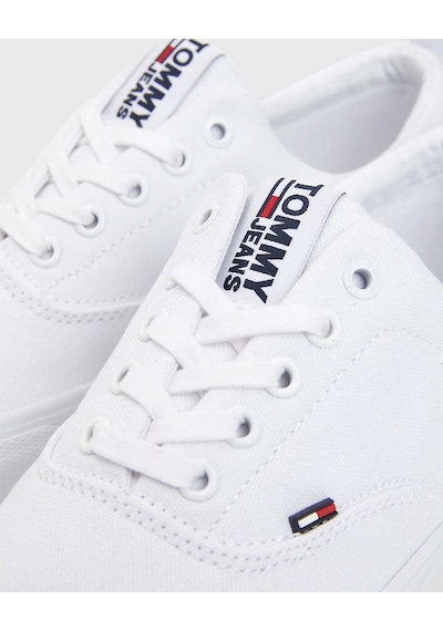 White Erkek Tommy Hilfiger Klasik Erkek Vulcanized Sneaker EM0EM0 Beyaz