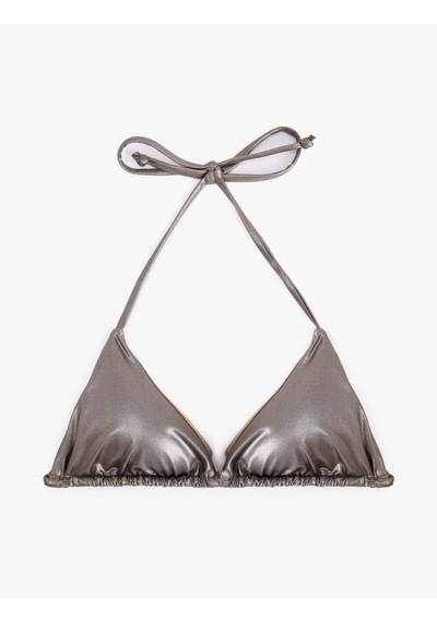 Koton İnce Askılı Parlak Üçgen Bikini Üstü Haki 5sak10117mm Haki