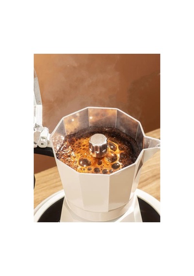 Mokapot 6-cup Coffeehutt Bigg Coffee Italyan Filtre Kahve Makinesi - Alüminyum, Hafif Ve Dayanıklı Bej