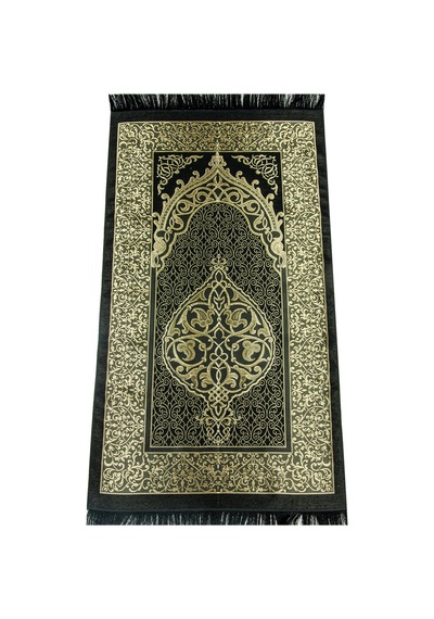 İsme Özel Kabe Desenli Çantalı İsimli Yasin Kitabı, Tesbih, Esans Ve Seccade Seti Siyah Siyah