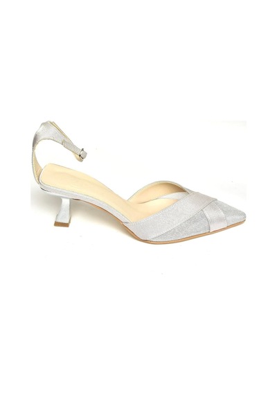 Fox Shoes U654074204 Gümüş Kumaş İnce Topuklu Kadın Ayakkab Gümüş