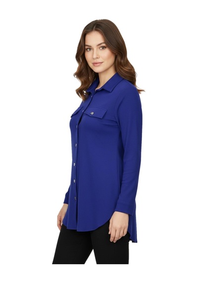 Nazal Kadın Düğmeli Cep Modelli Tunik Bgl-st05191 İndigo