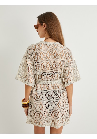 Koton Koton X Şahika Ercümen - Kroşe Kimono Dirsek Boy Kısa Kollu Kemerli Kahverengi Desenli 4sak50690ek Kahverengi Koton Koton X Şahika Ercümen - Kroşe Kimono Dirsek Boy Kısa Kollu Kemerli Kahverengi Desenli 4sak50690ek Kahverengi