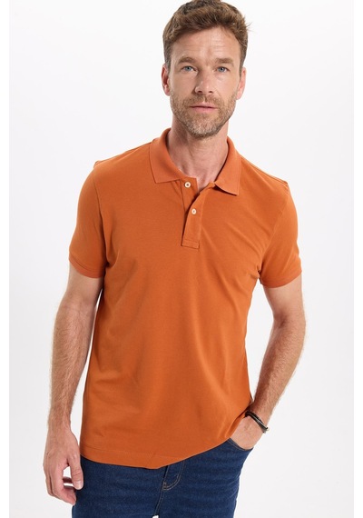 Tudors Erkek Slim Fit Dar Kesim Premium Seri %100 Pamuk Yumuşak Dokulu Merserize Hardal Polo Yaka Tişört-50920 Kahverengi