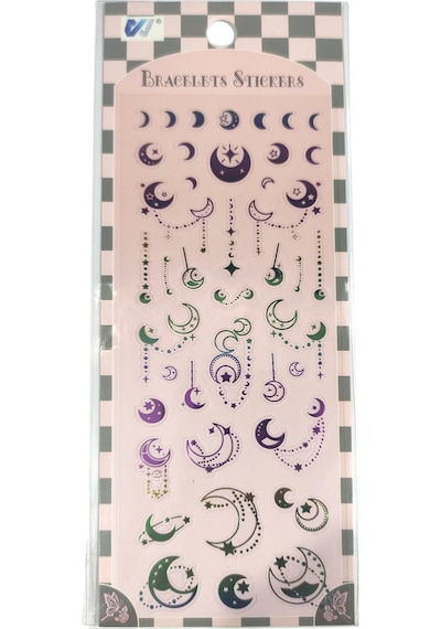 Şeffaf Renkli Sticker 7x17 Cm - Ay Yıldız Tarot Çok Renkli