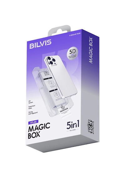 İphone 12 Bilvis 5in1 3d Magic Cam Ekran Koruyucu - Siyah