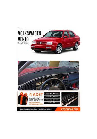 Volkswagen Vento 1992-1998 Uyumlu Torpido Örtüsü, Torpido Kılıfı - Siyah-gri - Vw008