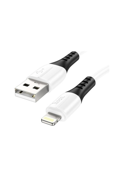 Hoco X82 Apple iPhone Uyumlu Lightning To Usb 2.4A Silikon Data Ve Şarj Kablo (552176440)-Beyaz