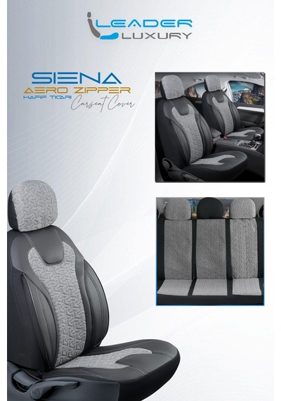 Renault Kangoo E-tech 2+1 Deri Detaylı Oto Koltuk Kılıfı Ön Arka Set Siyah Füme Siena Model Fs
