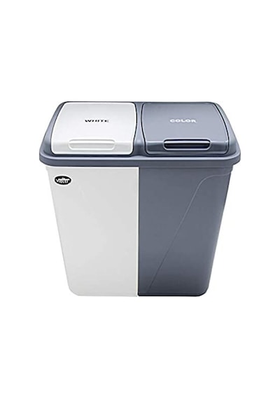 Kirli Çamaşır Sepeti Iki Bölmeli 90 Litre Büyük + 20 Lite Çamaşır Selesi Gri - Beyaz