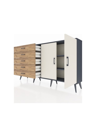 Arges Konsol 2 Raflı 5 Çekmeceli 2 Kapaklı 176x30x99 Antrasit-aytaşı/çam Aytası/atlas Çam - Antrasıt Arges Konsol 2 Raflı 5 Çekmeceli 2 Kapaklı 176x30x99 Antrasit-aytaşı/çam Aytası/atlas Çam - Antrasıt