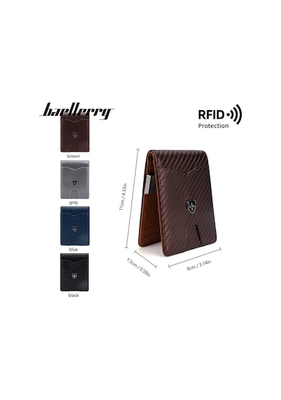 Baellerry Minimalist Rfıd Koruma Çift Kat Deri Çoklu Kart Cüzdan Erkek Kartlık 001