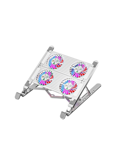 Coofbe Led Işıklı Yükseklik Ayarlı Katlanabilir 4 Fanlı Notebook Laptop Soğutucu Turbo Fan Laptop Standı