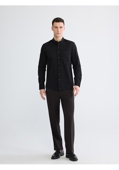 Lcwaıkıkı Classic Siyah Regular Fit Gabardin Erkek Gömlek