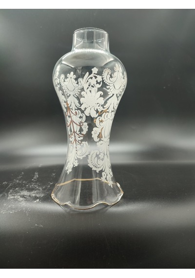 Avize Lamba Camı.altın Yaldızlı,motifli Alt Yuva Çapı:4.50 Cm-h:21.00 Cm E.14 Mum Ampule Göre.