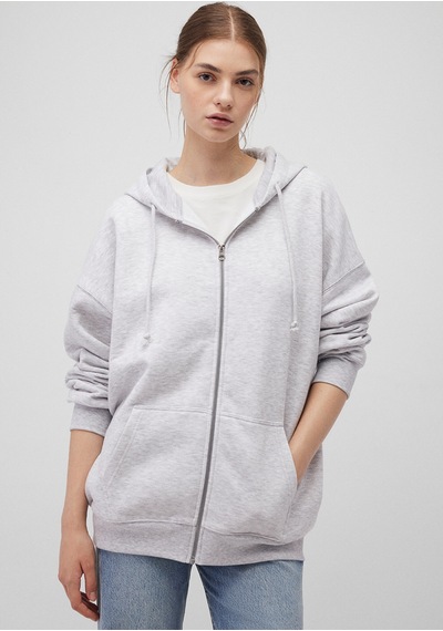 Mavi - Kapüşonlu Fermuarlı Gri Sweatshirt 1610221-80196 Gri