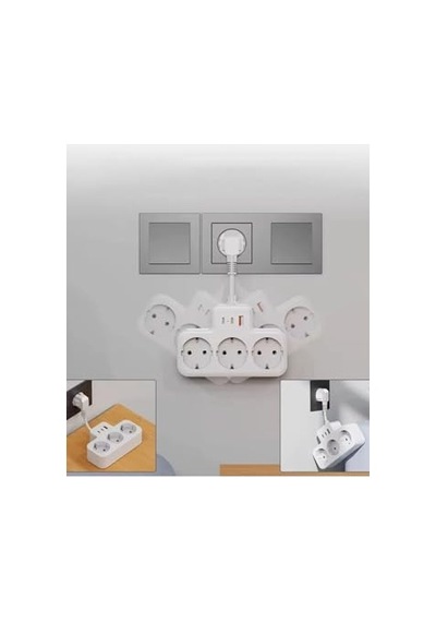 Çoklu Kablolu Priz Çoğaltıcı Priz Dönüştürücü 1usb 2type C Girişli Yüksek Akım Korumalı Fiş