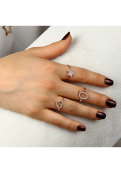 Kuyumcudukkani Elişi Yıldız Şekilli Taşlı Yüzük-10328-r-w Rose Gold