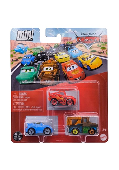 Disney Pixar Cars - Üçlü Mini Racers - Lightning Mcqueen & Sally & Mater Jlk47 Kırmızı
