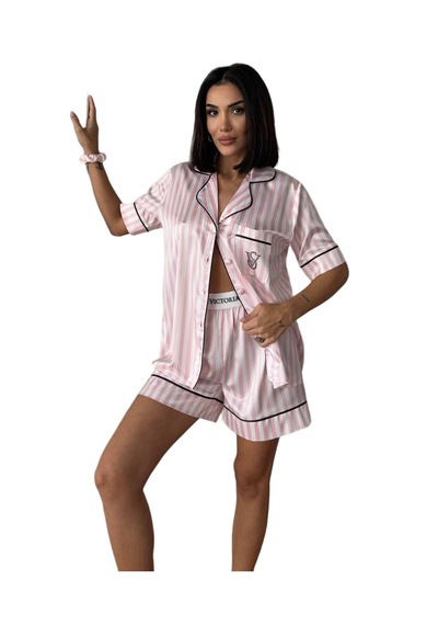 Victoria"s Secret İpek Saten Yazlık Pijama Takımı Toz Pembe Açık Pembe