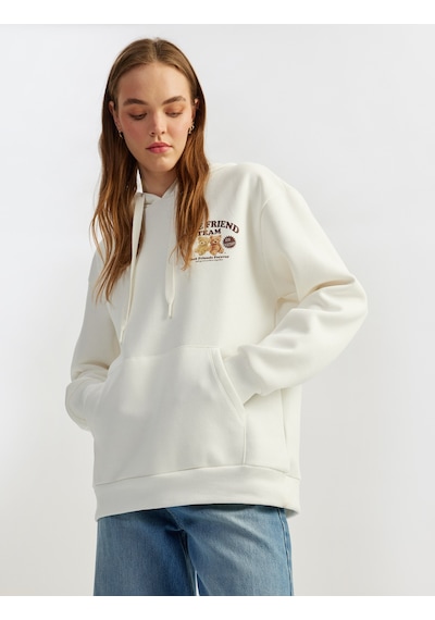 Koton Kapüşonlu Kanguru Cepli Baskılı Oversize Sweatshirt Ekru 5sal10602ık Ekru Koton Kapüşonlu Kanguru Cepli Baskılı Oversize Sweatshirt Ekru 5sal10602ık Ekru