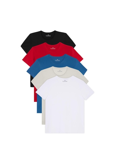 Tudors Unisex 5'li Paket Siyah-beyaz-taş-kırmızı-mavi Slim Fit Dar Kesim %100 Pamuk Bisiklet Yaka Tişört-36948 Multi Tudors Unisex 5'li Paket Siyah-beyaz-taş-kırmızı-mavi Slim Fit Dar Kesim %100 Pamuk Bisiklet Yaka Tişört-36948 Multi