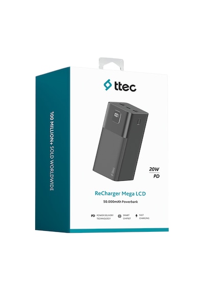 Recharger Mega Lcd 50.000mah Pd 20w Taşınabilir Hızlı Şarj Aleti/powerbank-2bb271s Renkli