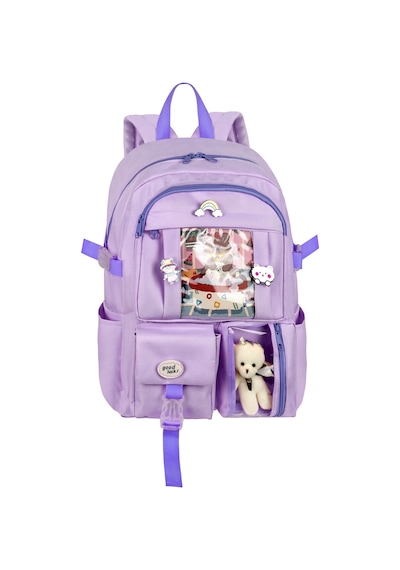 Waddell Kore Kawaii Tarzı Okul Sırt Çantası,günlük Sırt Çantası Termal Beslenme Çantası Ve Kalemlik Lila