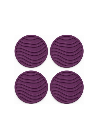 Rıpple Mini Dalga %100 Silikon Bardak Altlığı 8 Cm 4'lü Set Mor Çok  Renkli