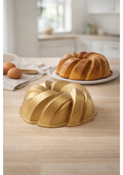 Mozaik Döküm Kek Kalıbı 26cm Gold Gold