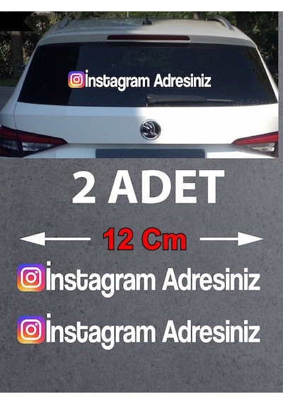 Kişiye Özel İnstagram Sticker 2 Adet - Sosyal Medya İnstagram Sticker - Araba Oto Araç Motosiklet Karavan Cam Sticker - 00926 12 Cm