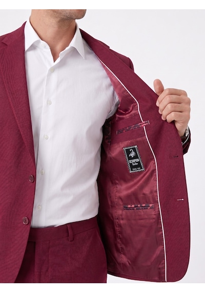 Tk6893 Erkek Klasik 2 Li Takım Elbise 2 Düğmeli Slim Fit Esnek Kumaş Çift Yırtmaçlı 7 Drop Bordo