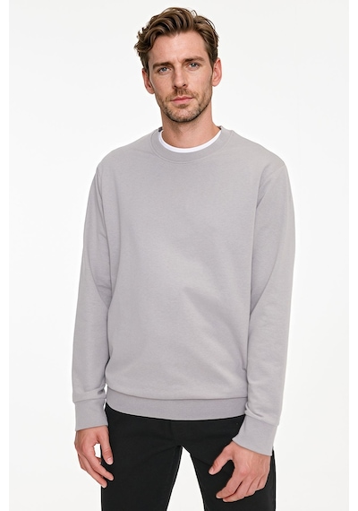 Ac&Co / Altınyıldız Classics Erkek Grı Pamuklu Standart Fit Normal Kesim 2 İplik Bisiklet Yaka Sweatshirt Gri