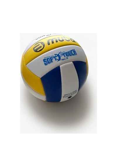 Voleybol Topu No.5, Dikişli, Soft Touch, Sarı-beyaz-mavi Açık Gri