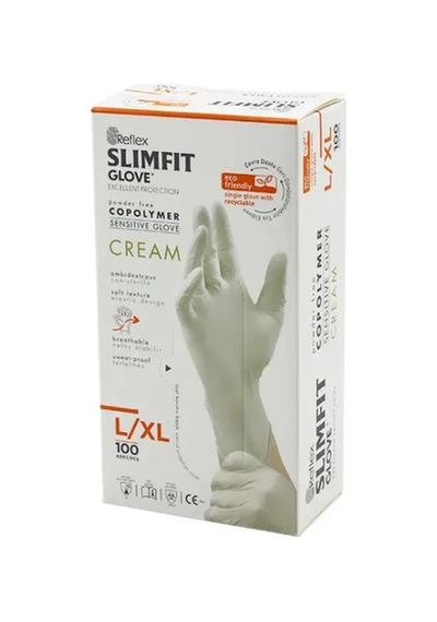 Reflex Slimfit Glove Kod-028 L-xl Krem Pudrasız Muayene Eldiven 100lü Go-53-vice