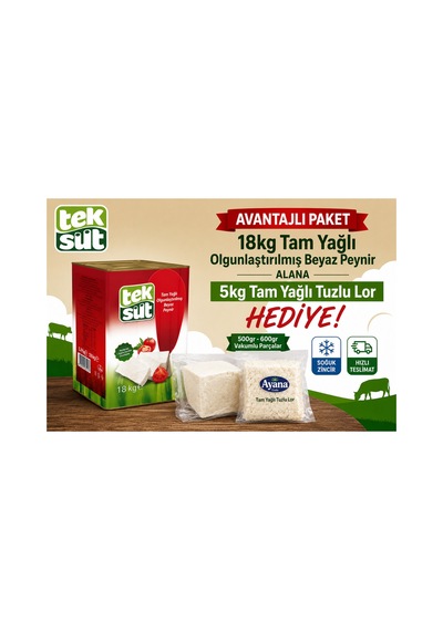 18 Kg Teneke Tam Yağlı Olgunlastırılmıs Beyaz Peynir Vakumlu 5 Kg Lor Hedıyelı