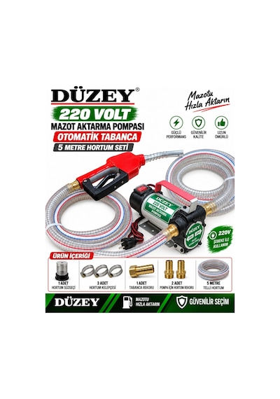 220 Volt Mazot Aktarma Pompası&5 Metre Telli Hortum&otomatik Akar