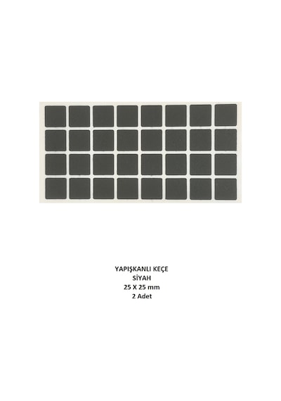 Zemin Koruyucu, 25x25 mm Keçe, Siyah (2 Adet)