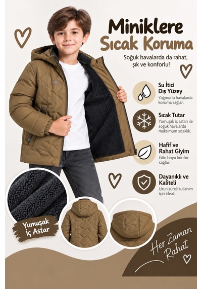 Ahengim Erkek Çocuk Kapüşonlu Kapitone Mont İçi Yumuşak Astarlı Fermuarlı Cepli Kışlık Mont Ak4289 CAMEL Ahengim Erkek Çocuk Kapüşonlu Kapitone Mont İçi Yumuşak Astarlı Fermuarlı Cepli Kışlık Mont Ak4289 CAMEL