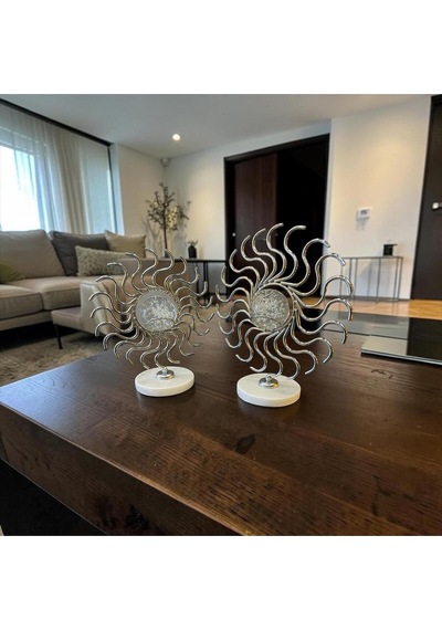 Çift Spiral Metal Heykel Lüks Salon & Ofis Dekor Objesi