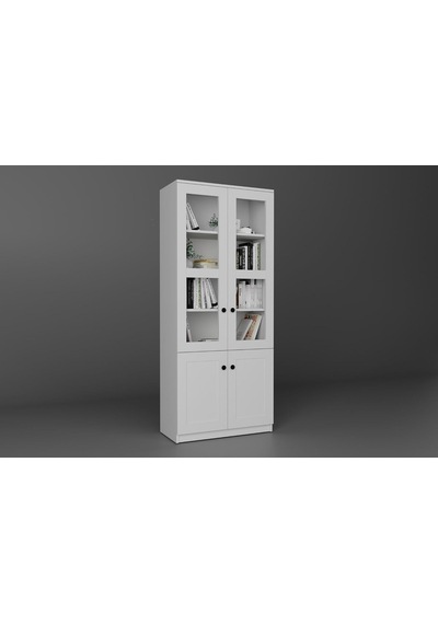 Lisa 4 Kapaklı Beyaz Vitrin - Kitaplık Ve Çok Amaçlı Dolap Çok Renkli